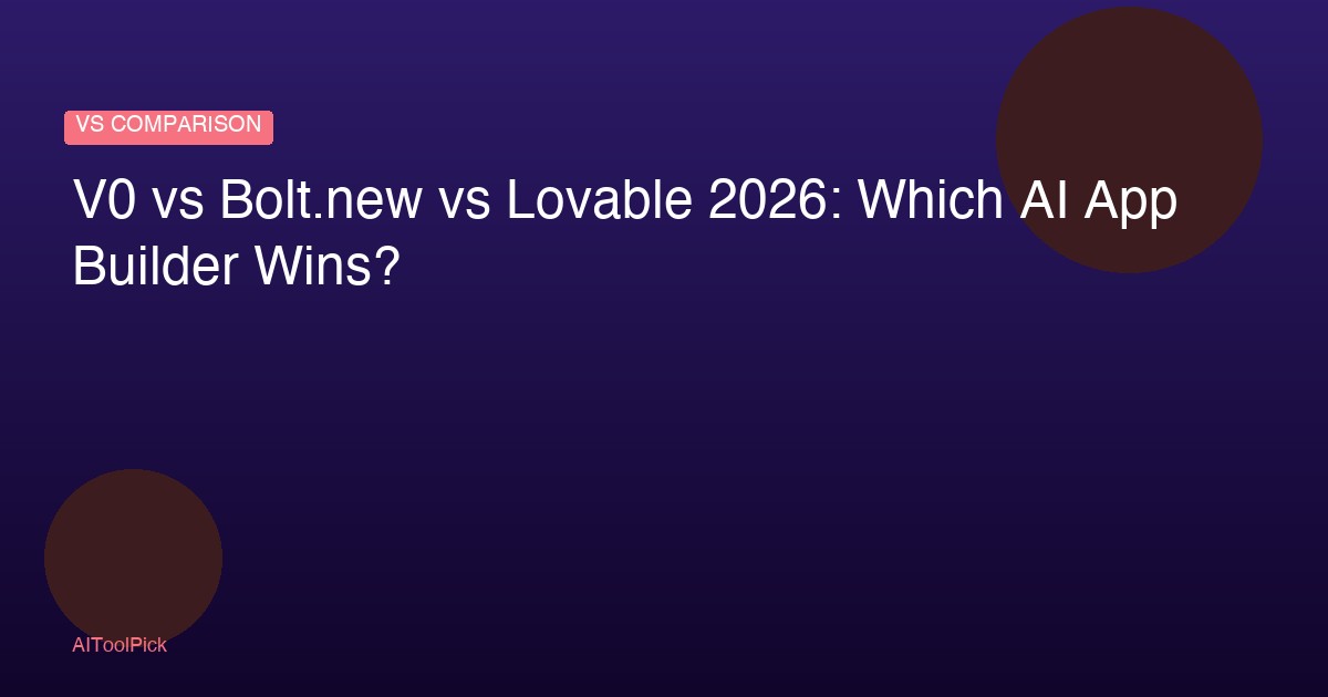 V0 vs Bolt.new vs Lovable 2026: Which AI App Builder Wins?